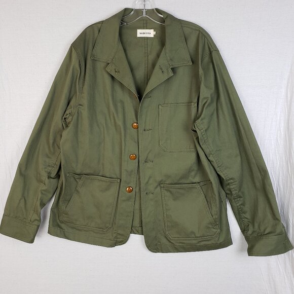 TAYLOR STITCH Ojai Jacket NWOT Chore Coat Army Green Olive Utility size 44 XL - Picture 2 of 15